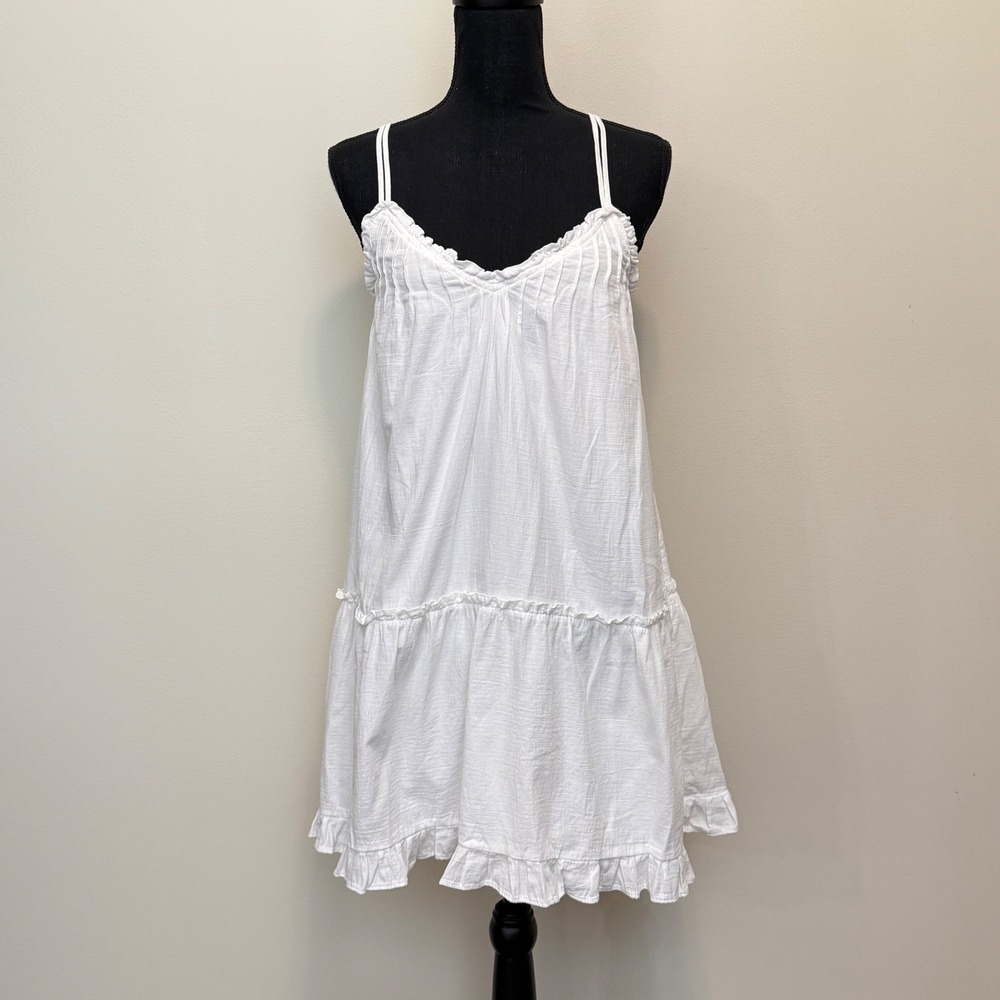 Universal‎ Thread Womens XS White 100% Cotton Tiered Mini Dress Sleeveless Boho
